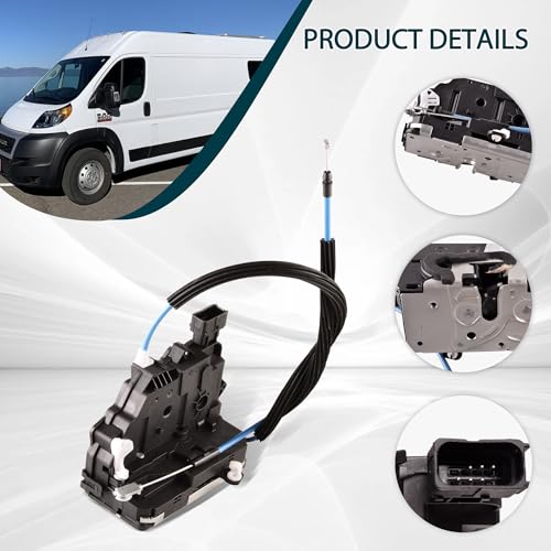 Image of Front Left Driver Side Door Latch Lock Actuator with Cables 68232439AA 68232439AB Compatible for RAM ProMaster Cargo Van 1500 2500 3500 2014 2015 2016 2017 2018 Door Parts