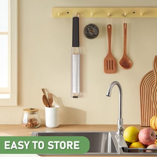 Diboniur Grattugia Limone Scorza, Grattugia Manuale per Formaggio Parmigiano Agrumi Zenzero Cioccolato Frutta Secca, Acciaio Inossidabile, con Coperchio Protettivo e Spazzola per la Pulizia - immagine 6