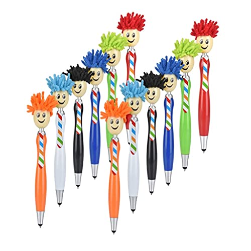 12 Pieces Cute Mop for Head Shaped Multi-functional Stylus & Ballpoint Pen Compatitable with for Smart Phone for Kids Cheap Touch Screen Pen Stylus for Kids Laptop Tablet