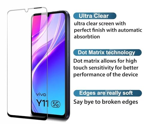 Image of HD Tempered Glass Screen Protector Compatible for Vivo Y11, Y11D, Y21 5G with Edge to Edge coverage and Easy Installation kit