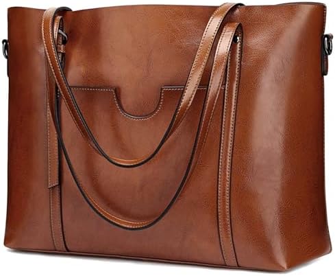 Gift Idea 5: S-Zone Women’s Vintage 3-Way Genuine Leather Tote Bag – Dark Brown