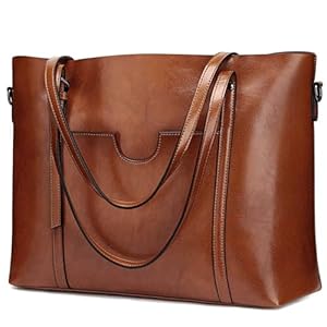 S-Zone Women’s Vintage 3-Way Genuine Leather Tote Shoulder Bag Handbag Fashion Handbag Messenger Bag (Dark Brown)(Size: L)