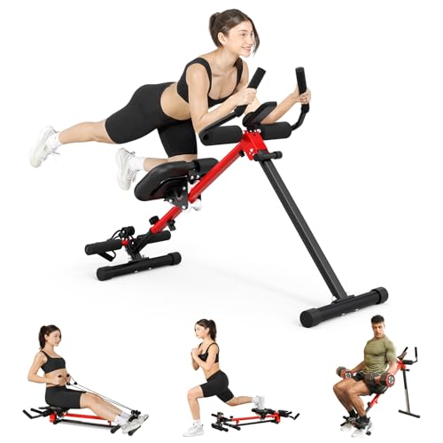 Yoleo 2 in 1 Ab & Rowing Machines for Home Foldable Ab Workout Equipment Ab Trainer Machine for Stomach Workout Ab Crunch Machine with Foam Support 7-Length Adjustable Ab Machine for Home Exercise
