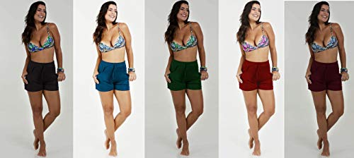 Short Feminino Viscolycra C/Bolsos Saida Praia Casual Kit 06 peças Verão