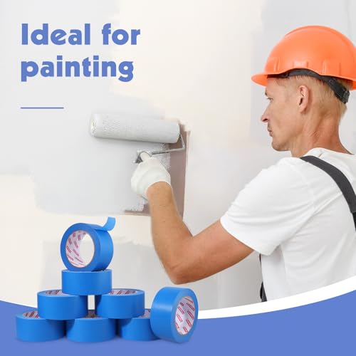 Image of 8 Rolls Blue Painters Tape 2inch Wide Painters Tape Bulk Blue Masking Tape for Wall Painting Edge Treatment DIY Crafts Packaging, 1.89IN x 55Yd x 8 Rolls