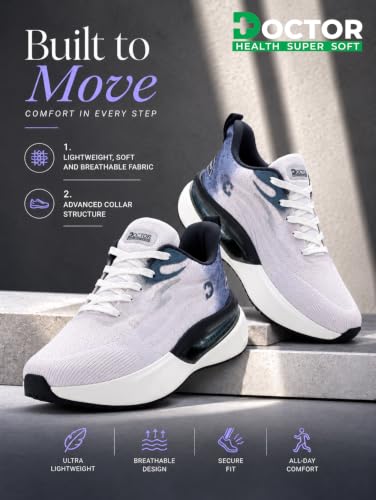 Image of DOCTOR HEALTH SUPER SOFT Men's Running Shoes | Lightweight Sports Shoes with Responsive Cushioning | Breathable Mesh Upper & Grip Outsole | Comfortable Walking, Running, Gym, Training & Casual Shoes