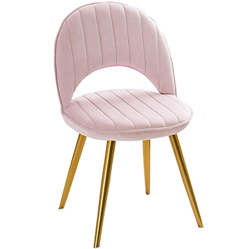 Dining Chair Kitchen Dining Room Furniture Chairs Modern Design Dining Chair with Metal Legs Velvet Seat and Backrests for Living Room Bedroom Kitchen Counter Lounge (Color : Light Pink)