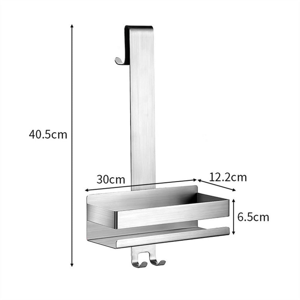 Mensola portaoggetti da doccia nera, mobile in acciaio inox, da appendere alla porta, senza trapano, per bagno, salvaspazio, decorazione per la casa