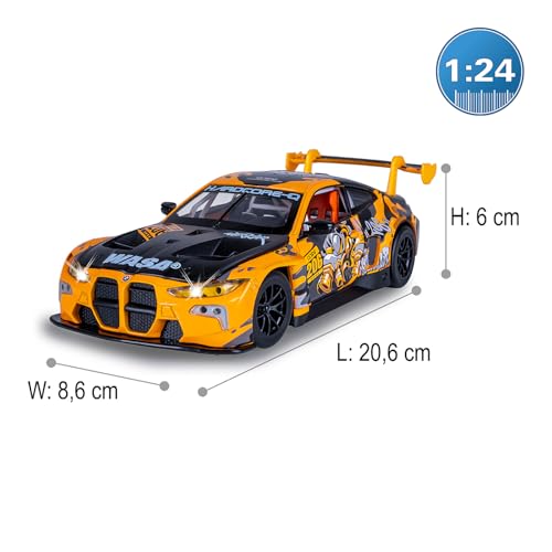 JAMARA 402627 BMW M4 GT3 Diecast 1:24 inkl. Knopfzellen - Modellauto Spielzeug, Kinder Car, Model Miniatur Fahrzeuge, Geschenkidee für Kinder, Türen Manuell öffnen/schließen