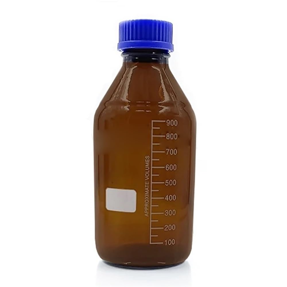 Cristalería de Laboratorio Botella de vidrio transparente con tapa de rosca marrón for laboratorio, sellada, for muestras de laboratorio(1000mL Brown 1pcs)