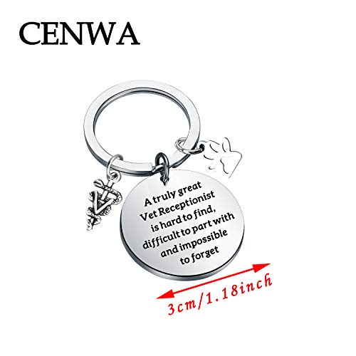 Image of CENWA Vet Receptionist Gift A Truly Great Vet Receptionist is Hard to Find Keychain Veterinary Assistant Vet Nurse Gift