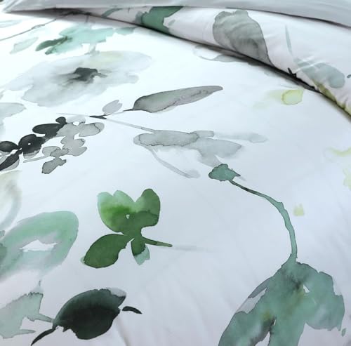 Majestic Giftware Madison Linen 4 Pcs 48" Twin Size Bedding Set (BL104-48T-4pcs) Summer Breeze - Emerald 300 TC 100% Cotton Sateen Durable & Washable | 1 Fitted Sheet, 1 Duvet, 2 Pillowcases
