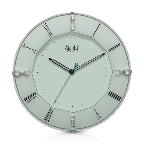 Image of Ajanta Home Decor Clock 13.5 Inch (341mm) White | Stylish Silent Sweep Wall Clock | Luxury Modern Design | Model 2307