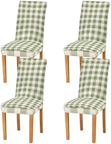 Dining Chair Covers Olive Green Gingham Chair Slipcovers Washable...