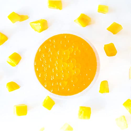 FRANKLY Popping Boba Bosbes, pot van 450gr - Fruitparels voor Bubble Tea, Yoghurt, Taarten en Snoep (Mango, 450g) - Image 5