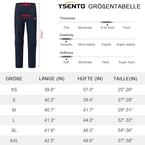 YSENTO Damen Softshellhose Winter Wanderhose Skihose wasserdichte Warm Gefüttert Thermohose Outdoorhose Trekkinghose(Marine,M)