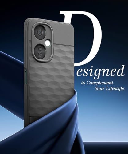 Image of WOW IMAGINE Back Cover for 1+ OnePlus Nord CE 3 Lite 5G with Hexa Cube Design | Ultra Slim Soft Rubberised Case | Inner Velvet Fabric | Matte Silicone Flexible Mobile Case | Camera Protection - Grey