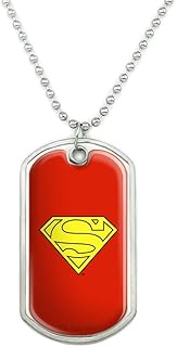 GRAPHICS & MORE Superman Cape Logo Military Dog Tag Pendant Necklace with Chain