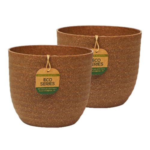 Image of Verona Eco Series-5.5 Inch Eco-Friendly Natural Fiber Small Planters: Decorative Round Plant Pots Set of 2 for Indoor Home Living, Bedroom, Office, and Tabletop Decor (Brown)
