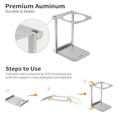 Image of Pour over Dripper Stand,Portable & Foldable Espresso Machine Stand with outin,Office coffee stand with base,Suitable for office,home,camping Square&Sliver
