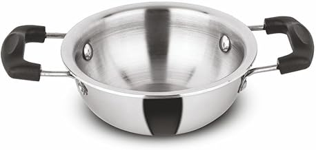 Orange Stainless Steel Mini/Baby/Small Sized (Triply Deep Kadai, 0.5Ltr, 11.5cm) | Heavy Bottom | Induction Friendly | 2.5mm Thickness | Cool Touch Bakelite Stainless Steel Handle | 5Year Warranty