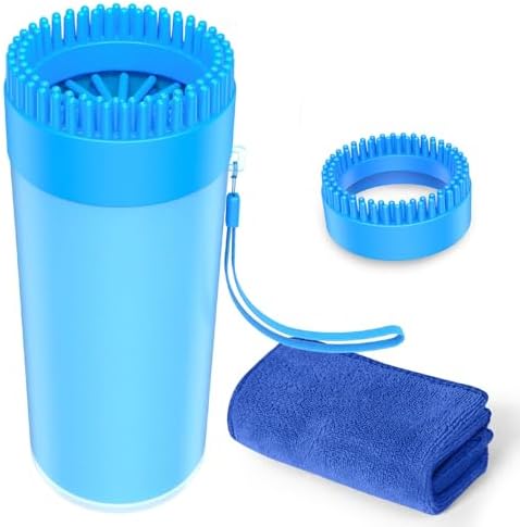 Upgrade 2 In 1 Paw Buddy for Medium Dogs - Muddy Foot Cleaner with Absorbent Towel