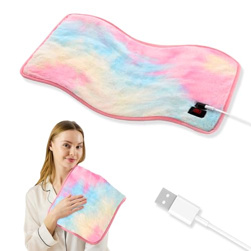 USB Heating Pad Portable Heating Pad for Travel 18x 14 Small 5V Electric Heating Pad Washable 3 Heat Settings Auto Shut Off Heat Therapy for Period Cramps Back Pain Relief (Plug-in Only)