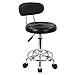 KKTONER Taburete Moderno de Cuero PU con Respaldo y Respaldo Giratorio Ajustable en Altura para salón de Trabajo Silla giratoria con reposapiés (Negro)