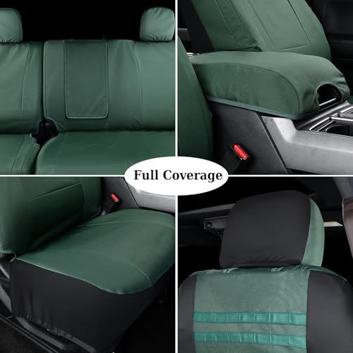 Image of Coverado Rear Bench Car Seat Covers, Waterproof Oxford Back Seat Cover for Car Seat Protector for Kids & Dogs, Compatible with 2015-2026 Ford F150 & 2017-2026 Ford F250 F350 F450, Green