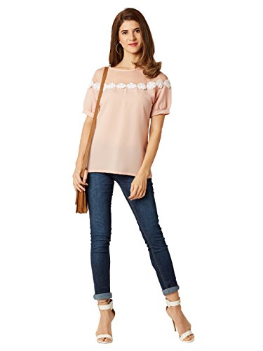 Image of Miss Chase Women's Light Pink Sheer Lace Top