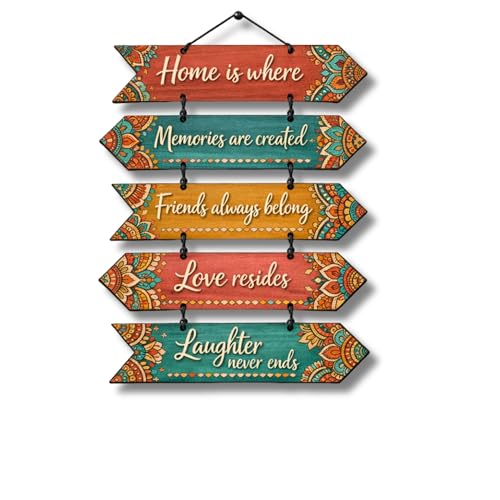 Image of Giftoday Wooden Hanging Wall Decor Sign for Home | Motivational, Spiritual, Garden & Quote Wall Hanging Plaque for Living Room, Bedroom, Entryway & Office Decor (Home Is Where Love Resides)
