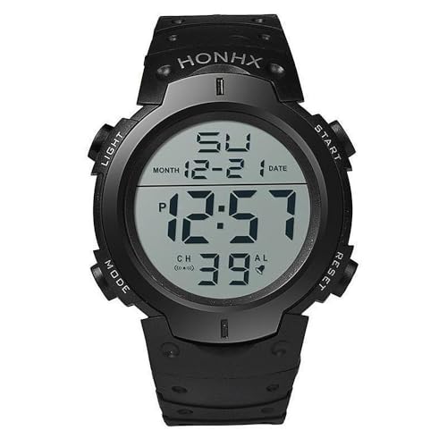 Reloj Digital TRIXES, Negro – con retroiluminación LED y Correa de Silicona, Alarma y cronómetro, Ideal para el Uso Diario y Actividades Deportivas