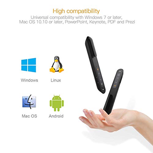 Image of COOLCOLD Laser Pointer | Up to 20m Wireless Range | Wireless Presenter for Presentation, Slide Changer, USB Power Point Remote Control Pen PPT Controller with Clip | Black - 1 Year Warranty