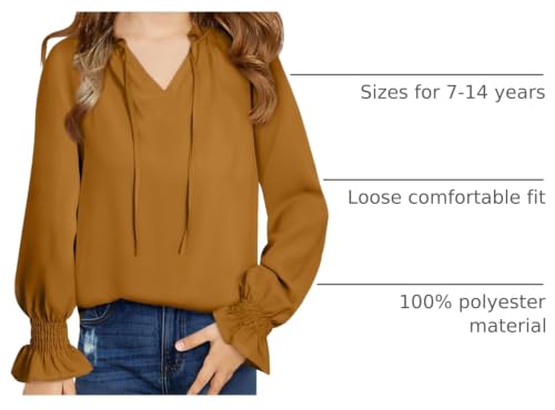Image of DOKOTOO KIDS Girls Dress Shirt Long Sleeve Blouse Fall Tops Size 7-15 Years