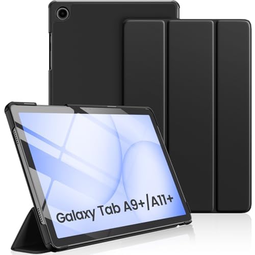 Vobafe etui na Samsung Galaxy Tab A11+ A9+ 11 cali (2025/2023), cienka lekka twarda ochronna okładka z podstawą dla Galaxy Tab A11 Plus A9 Plus, automatyczna funkcja snu/budzenia, Czarny