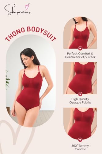 Image of SHAPEMOUR Thong Bodysuit for Women, Slimming Design Shapewear for Women, Tummy Control Body Shaper with Silicone Grip, No Steel Bones for All Day Comfort, Seamless Sculpting Bodyshaper