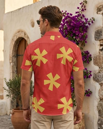 Image of 99TIMORO Tropical Printed Men's Hawaiian Shirts Short Sleeve Top