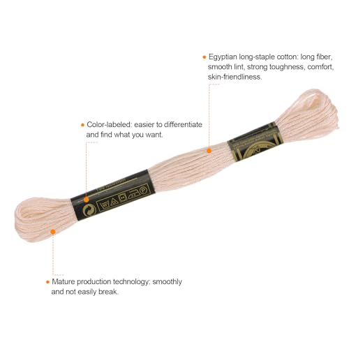 Image of HARFINGTON 3pcs 12 Skeins Embroidery Floss 8.75yds(8m) Egyptian Long-Staple Cotton Cross Stitch Thread for Sewing DIY Bracelet Yarn String and Crafts, Dark Beige(63774)