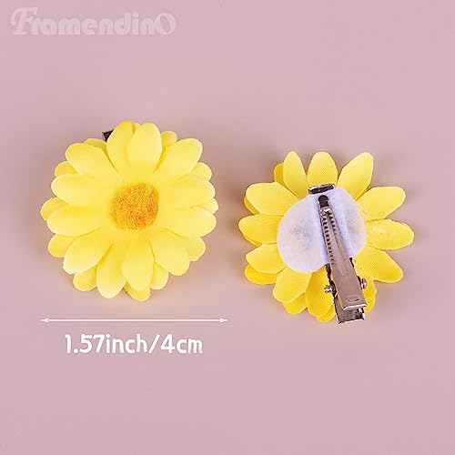 Framendino, 12 Pack Yellow Daisy Clip Flower Clips Small Sunflower Hairpins Bridal Accessories for Women Girls Beach Wedding Decor2