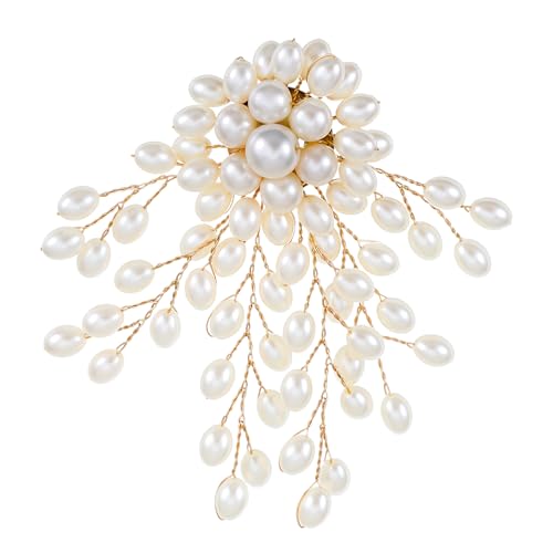 Image of Ymapinc 3.54Inch Pearl Brooches for Women,Bride Bridesmaid Wedding Decoration Brooches and Pins for Women Hats Bags Suits Dresses Accessories