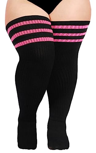 Image of Moon Wood Plus Size Thigh High Socks for Thick Thighs- Womens Knit Cotton Extra Long Over the Knee High Socks Leg Warmer