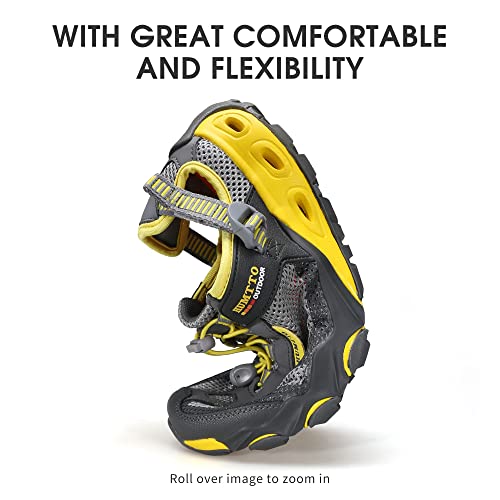 Humtto Mens Womens Hiking Sandals - Summer Non-Slip Trail Outdoor Sandals Closed Toe Walking Water Shoes Water Athletic Aqua Shoes 10.5 Grey #TOP3