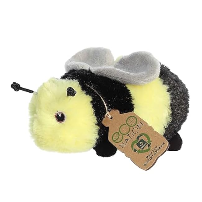 Aurora? Responsibly Made Eco Nation? Eco Softies? Bumblebee Stuffed Animal - Ideal for Playtime Adventures - Perfect for Birthdays or Just Because - Yellow 8 Inches