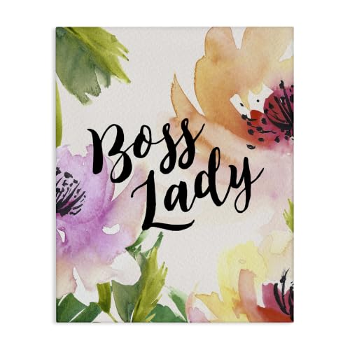 Girl Power Floral Calligraphy, 24 x 30 Inch Canvas Wall Art