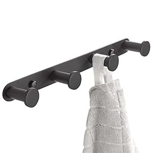 CASEWIND Haaklijst, mat zwart, garderobelijst, 4 haken, handdoekhouder, wandmontage, roestvrij staal, voor keuken met…