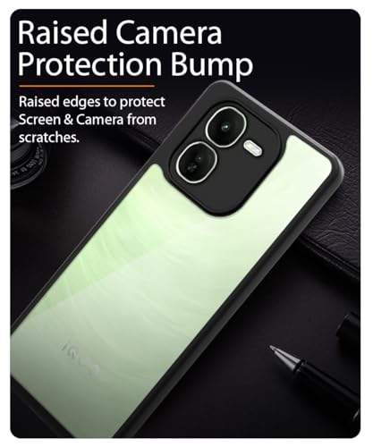 Image of WOW IMAGINE Shockproof Hybrid Back Cover for iQOO Z9x 5G | Hard Slim fit Back Case | PC & TPU | Clear Transparent Case - Black
