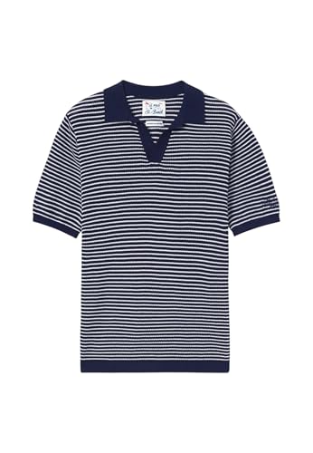 Polo MC2 Saint Barth Bleu Rayé en coton premium à manches courtes