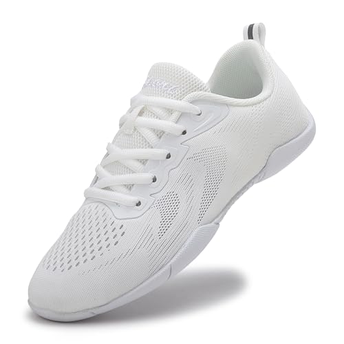 FLIOZY Zapatos de animación para mujer, zapatos de baile de animadora, ligeros, transpirables, antideslizantes, para práctica y competición, White, 41 EU FLIOZY Zapatos de animación para mujer, zapatos de baile de animadora, ligeros, transpirables, antideslizantes, para práctica y competición, White, 41 EU