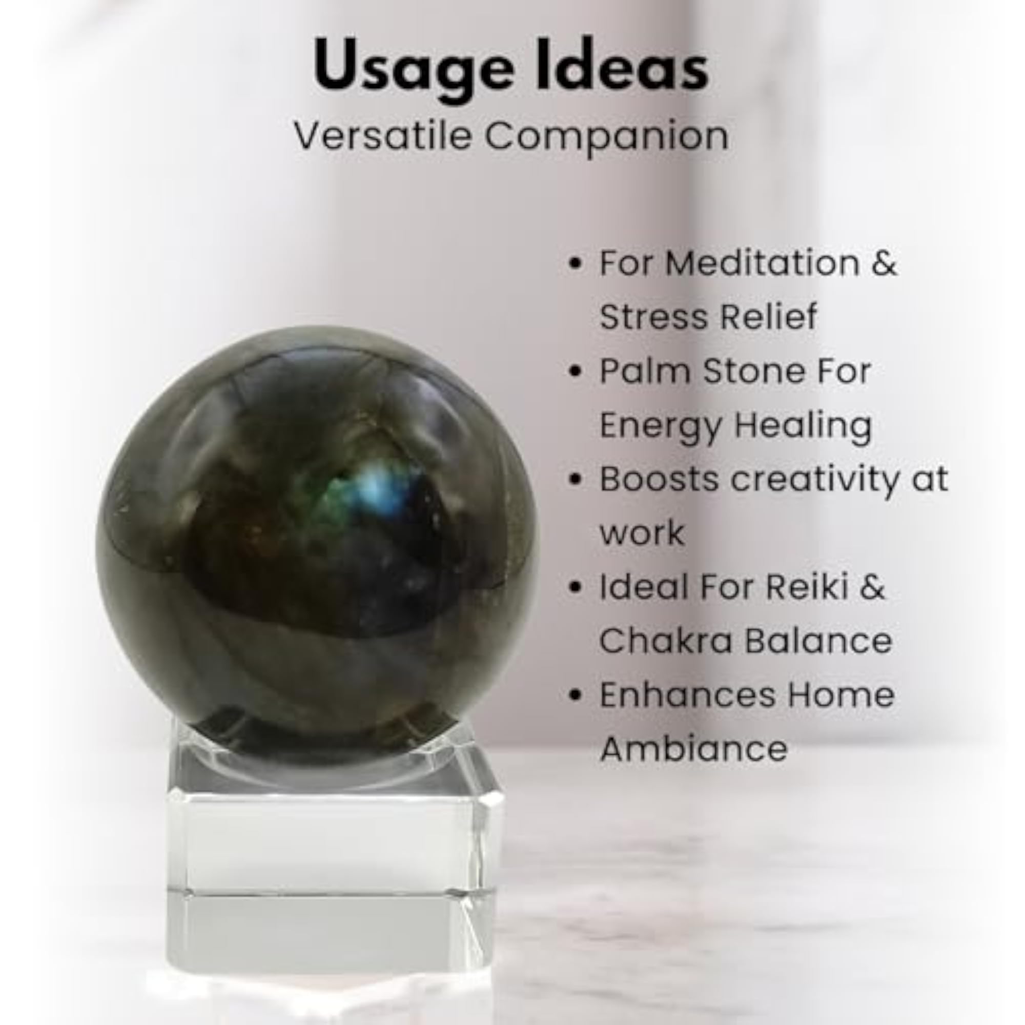 Natural Rare Labradorite Ball Sphere with Stand