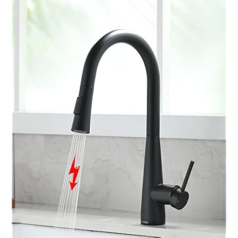 Tohlar Low Pressure Kitchen Tap, Black, Kitchen Tap with Pull-Out Shower, Low Pressure Tap, Kitchen Tap, 360° Rotatable, Stainless Steel, Modern Single Lever Sink Mixer Tap Cover